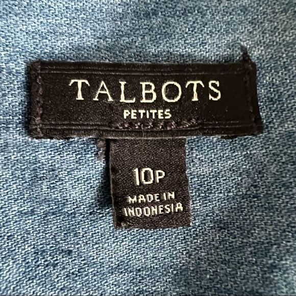 Talbots Upcycled Disney Minnie Mouse Red Polka Dot + Chambray Shirt 10P - Picture 4 of 6